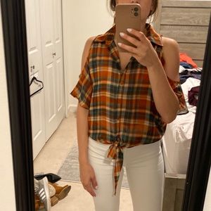 Plaid button down blouse